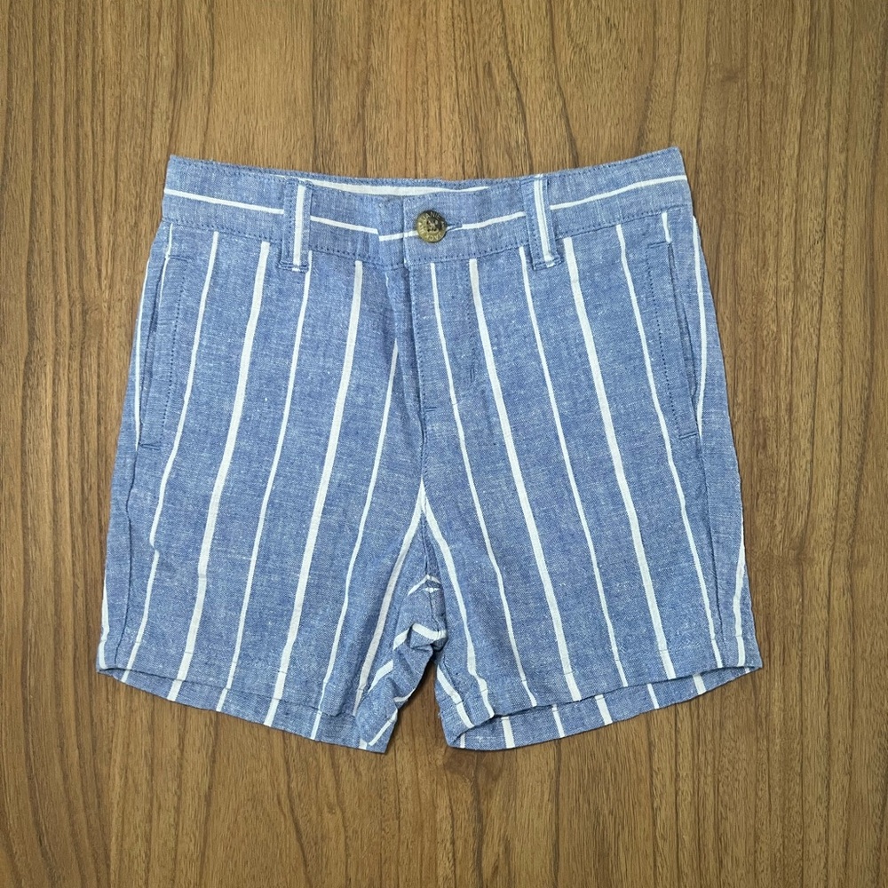 Janie and Jack Blue and White Flat Front Shorts